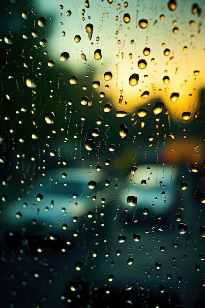 Premium AI Image | an aesthetic background rain drops on a glass window ...