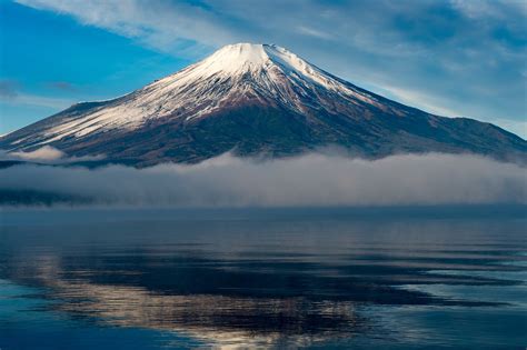 Download Mountain Nature Reflection Fog Volcano HD Wallpaper