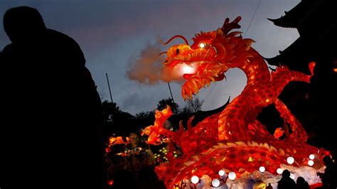 Download Light Silhouette Dragon Shanghai China Holiday Chinese New Year HD Wallpaper