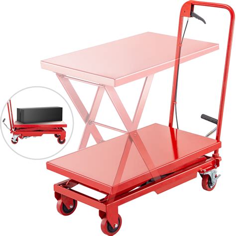 VEVOR Hydraulic Scissor 500LBS Capacity, Cart Lift Table Cart 28.5-Inch ...