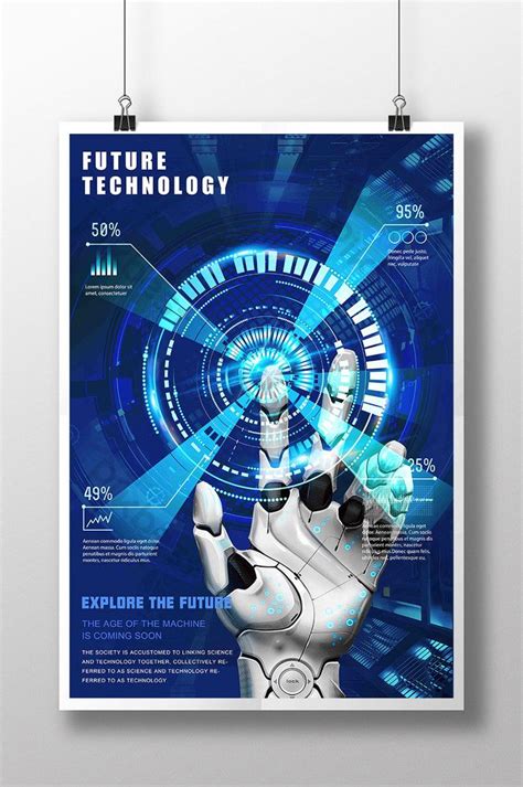 Affiche De Technologie Future De Données De Robot Blue Cool Click | PSD Téléchargement Gratuit ...