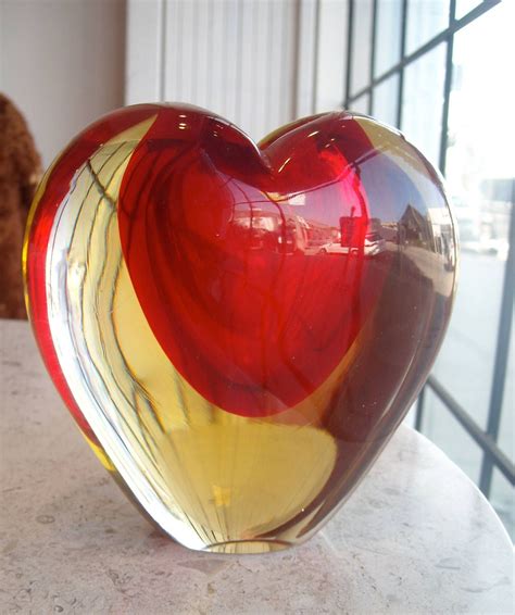 Oggetti Sommerso Murano Glass Heart Red Vase, Perfect Valentine's Day | Murano glass heart, Red ...