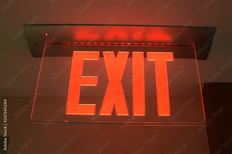 Red exit sign Stock Photo | Adobe Stock