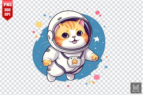 Cute Cartoon Astronaut Cat Clipart By Mulew Art | TheHungryJPEG