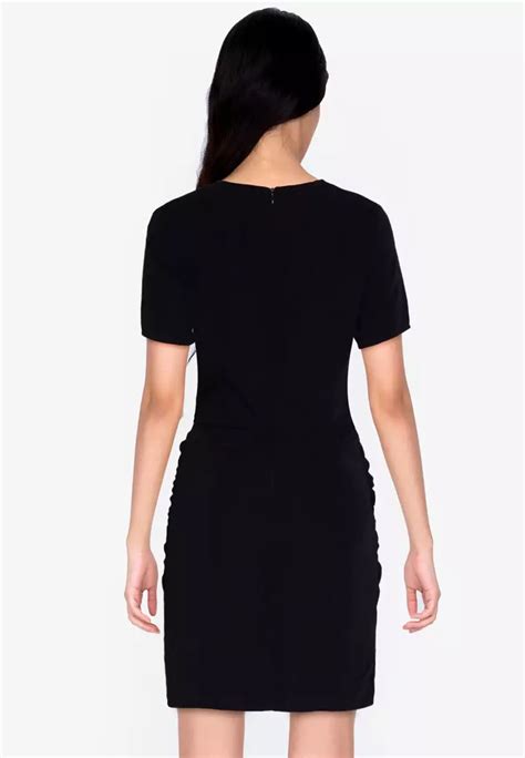 Buy ZALORA BASICS Short Sleeve Drape Front Dress Online | ZALORA Malaysia