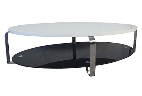 Mid Century Modern Oval Coffee Table with Chrome | Modernism