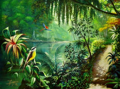 Tropical Rainforest Painting at PaintingValley.com | Explore collection of Tropical Rainforest ...