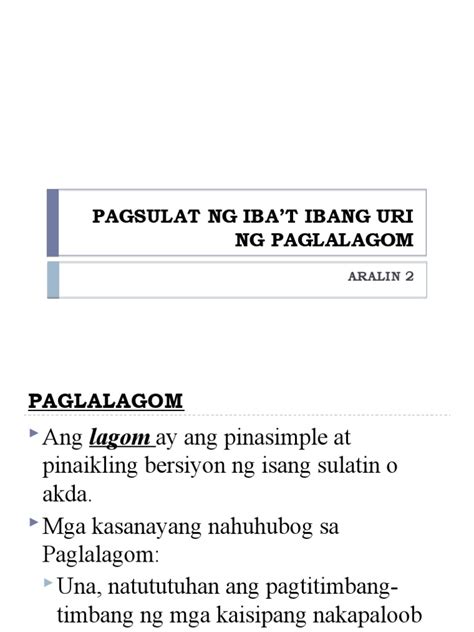 Pagsulat NG Iba't Ibang Uri NG Paglalagom | PDF