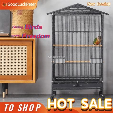 New Large Bird Cage Parrot Cage Kulungan Ng Ibon with tray budgerigar Kulungan Ng Loro | Shopee ...