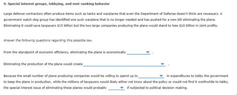 Solved 9. Special interest groups, lobbying, and | Chegg.com