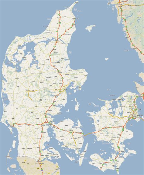 Large road map of Denmark with all cities | Denmark | Europe | Mapsland | Maps of the World