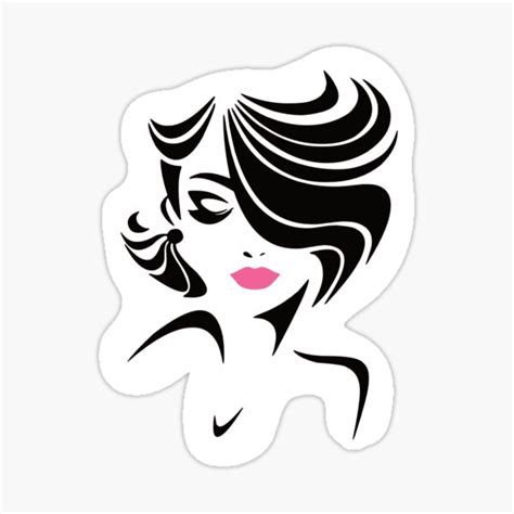 "Beautiful Black and White Pink Lips Woman Silhouette " Sticker for ...