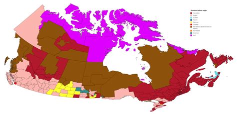 2016 Canadian Census, Dominant ethnic origin by census division, more ...