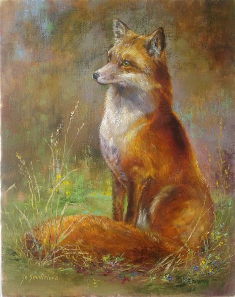 Fox. Oil painting canvas. 50x40 cm 20 x 16 inches | Etsy