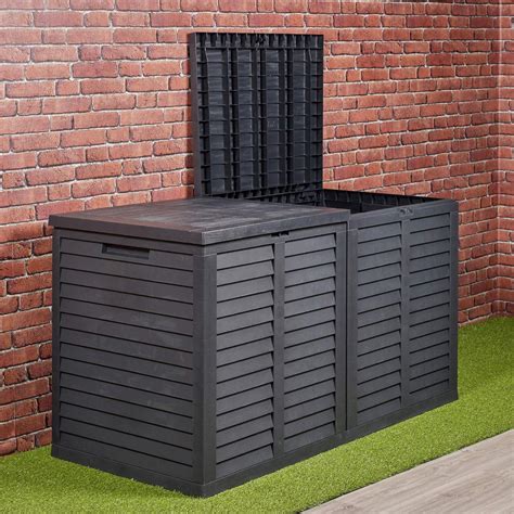 URBNLIVING Large Black 750L Plastic Garden Storage Box Outdoor Utility ...