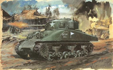 Fonds d'ecran 1920x1200 Tank M4 Sherman Sherman M4A1 Coup de canon ...