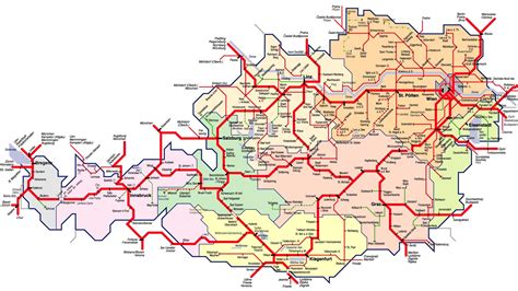 austria train map large | Austria map, Train map, Map