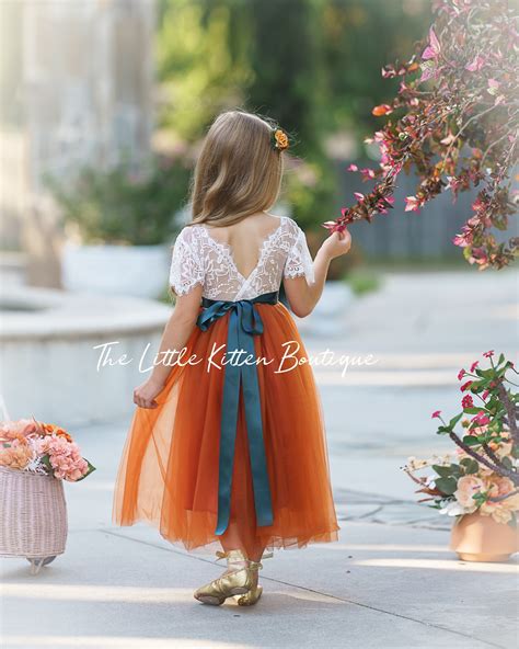 Burnt Orange Flower Girl Dress, Fall Flower Girl Dress for Wedding ...