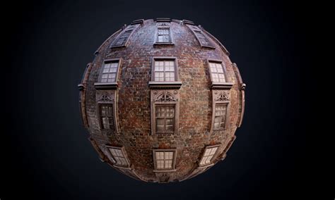 3D Game Asset Store - Brick Building Ornate Windows Seamless PBR Texture