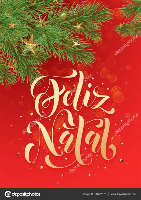 Portuguese Merry Christmas Feliz Natal greeting card decoration red ...