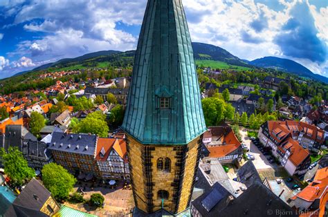 Church Tower aerial view onto Goslar Old Town, Germany