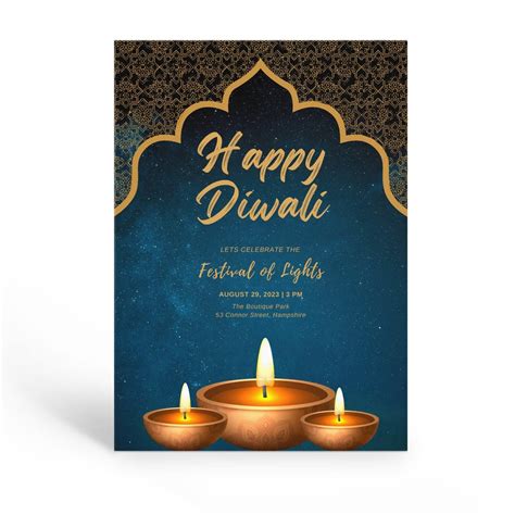 Happy Diwali Invitation, Diwali Celebration Invite, Diwali Dinner Party Template, Printable ...