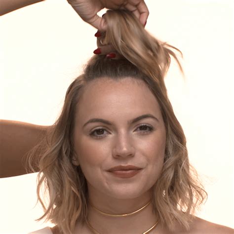 This Rad Half Topknot Is Your Perfect Lazy-Day Style+#refinery29 Short Hair Up, Short Hair ...