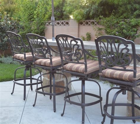 Elizabeth Outdoor Patio Set 4pc Swivel Bar Stools 30 Cast Aluminum Dark ...