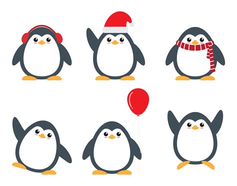 Cute penguin cartoon characters set in different poses 692299 Vector ...