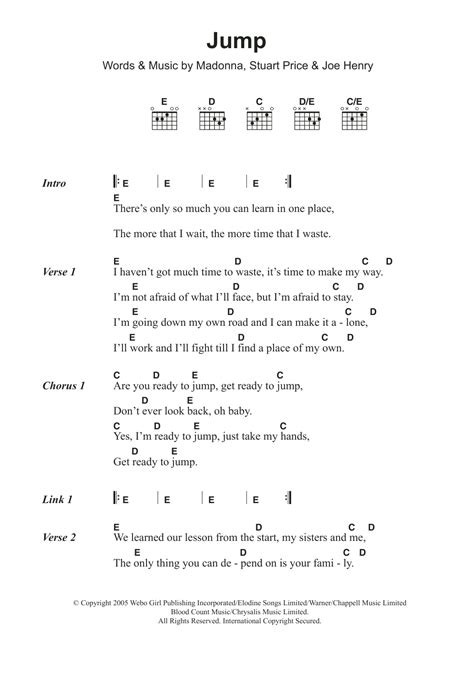 Jump by Madonna - Guitar Chords/Lyrics - Guitar Instructor