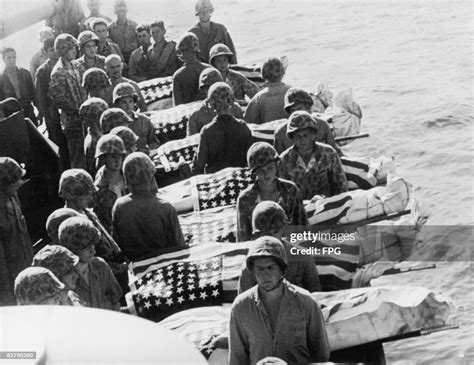 US Marine casualties of the Battle of Saipan are buried at sea, July ...