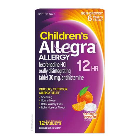 Allegra Children's Allergy 12 Hour 30mg Dissolving Tablets Orange Crea ...