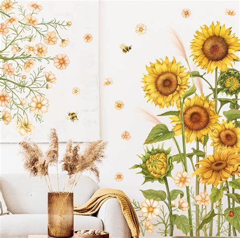 Giant Sunflower Wall Decor Vinyl Wall Decal Nature Wall | Etsy