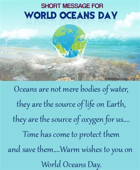 Inspirational World Oceans Day Wishes Messages and Slogans 2020 | Oceans of the world, Ocean day ...