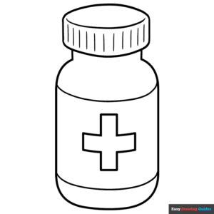 Medicine Bottle Coloring Page | Easy Drawing Guides