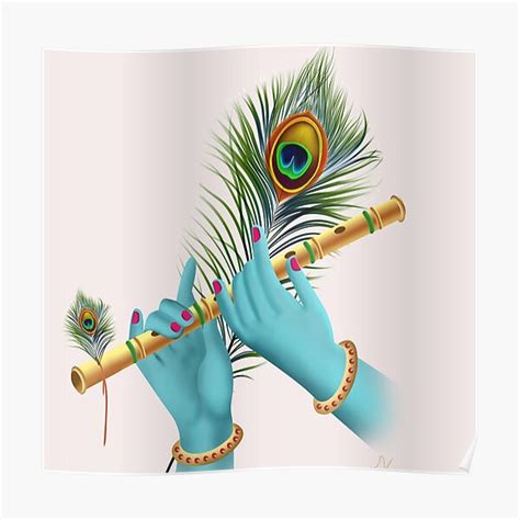 "krishna Mor Pankh With Bansuri " Poster for Sale by mits1983 | Redbubble