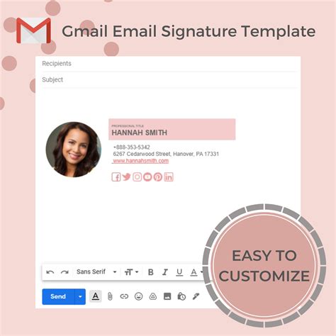 Professional Gmail Email Template Clickable with Social Media | Etsy