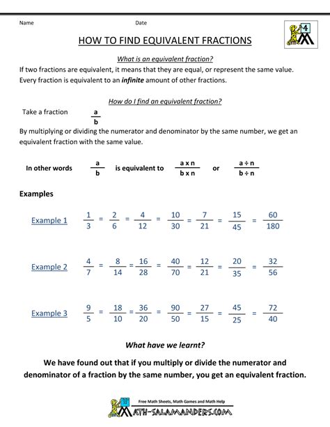 Finding Equivalent Fractions