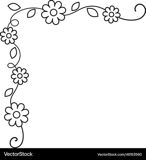 Spring floral corner borders flower page Vector Image