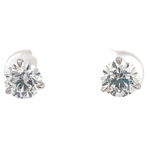 Diamond Stud Earrings 3.78 Carat J SI1-SI2 18 Karat White Gold at ...