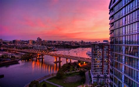 Download Canada Bridge Architecture Building Sunset City Man Made Vancouver HD Wallpaper