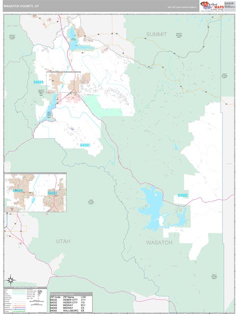 Wasatch County, UT Wall Map Premium Style by MarketMAPS - MapSales.com