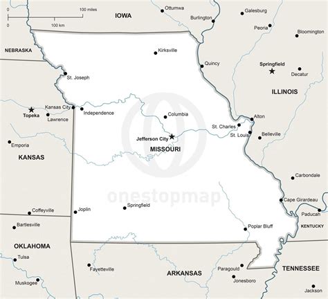 Vector Map of Missouri political | One Stop Map