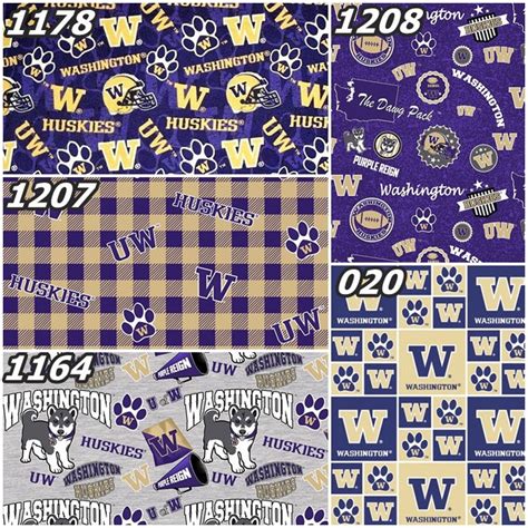 NCAA Washington Huskies Purple & Gold 100% College Logo Cotton Fabric ...