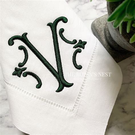 Custom Embroidered Linen Dinner Napkins Linen/cotton Blend Wedding ...