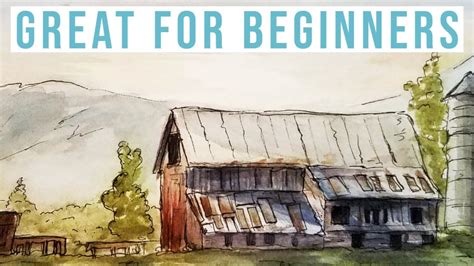 Super Easy and Fun Watercolor Tutorial for Beginners | Rustic Barn - YouTube