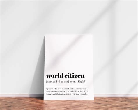 World citizen definition print global citizen minimalist | Etsy