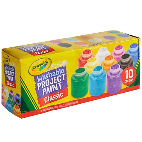 Crayola 541205 10 Assorted Color 2 fl. oz. Washable Project Paint