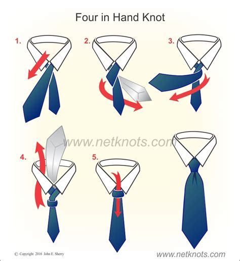 Four in Hand Knot animated, illustrated and described