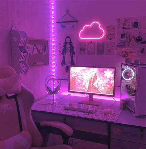 pink pc setup aesthetic | Game room design, Gamer room, Gamer room decor